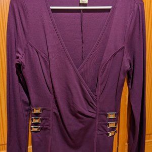 Long sleeve surplice top with buckle details